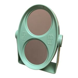 Vintage MCM Molded Mint Green Double Sided Mirror Hard Plastic Vanity 60s